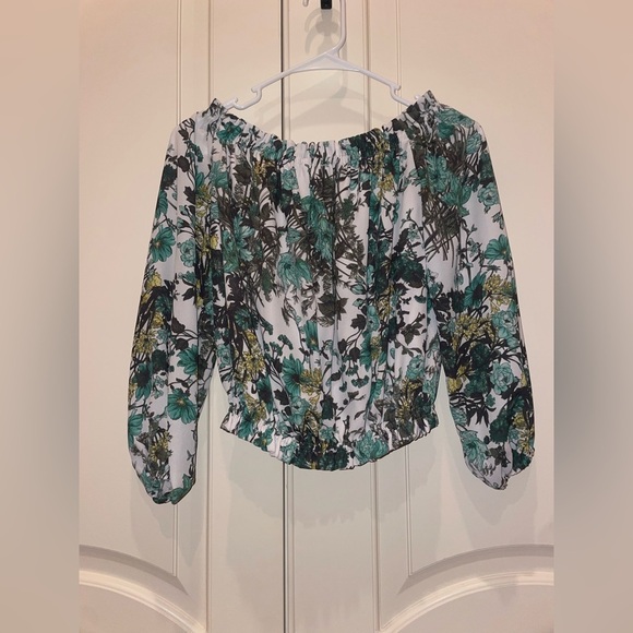 Gianni Bini floral off the shoulder long sleeve blouse with elastic - Picture 3 of 3